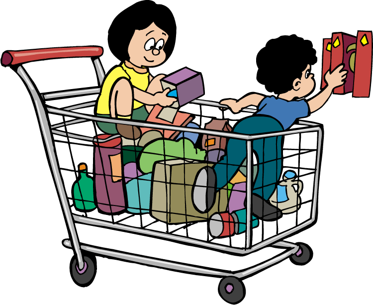 shopping cart with kids