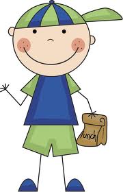 Smiling boy with lunch clipart